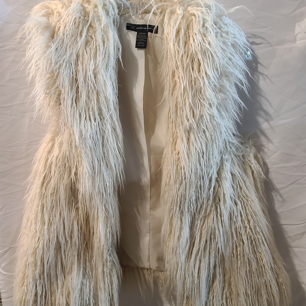 INC International Concepts Cream Teddy Jacket